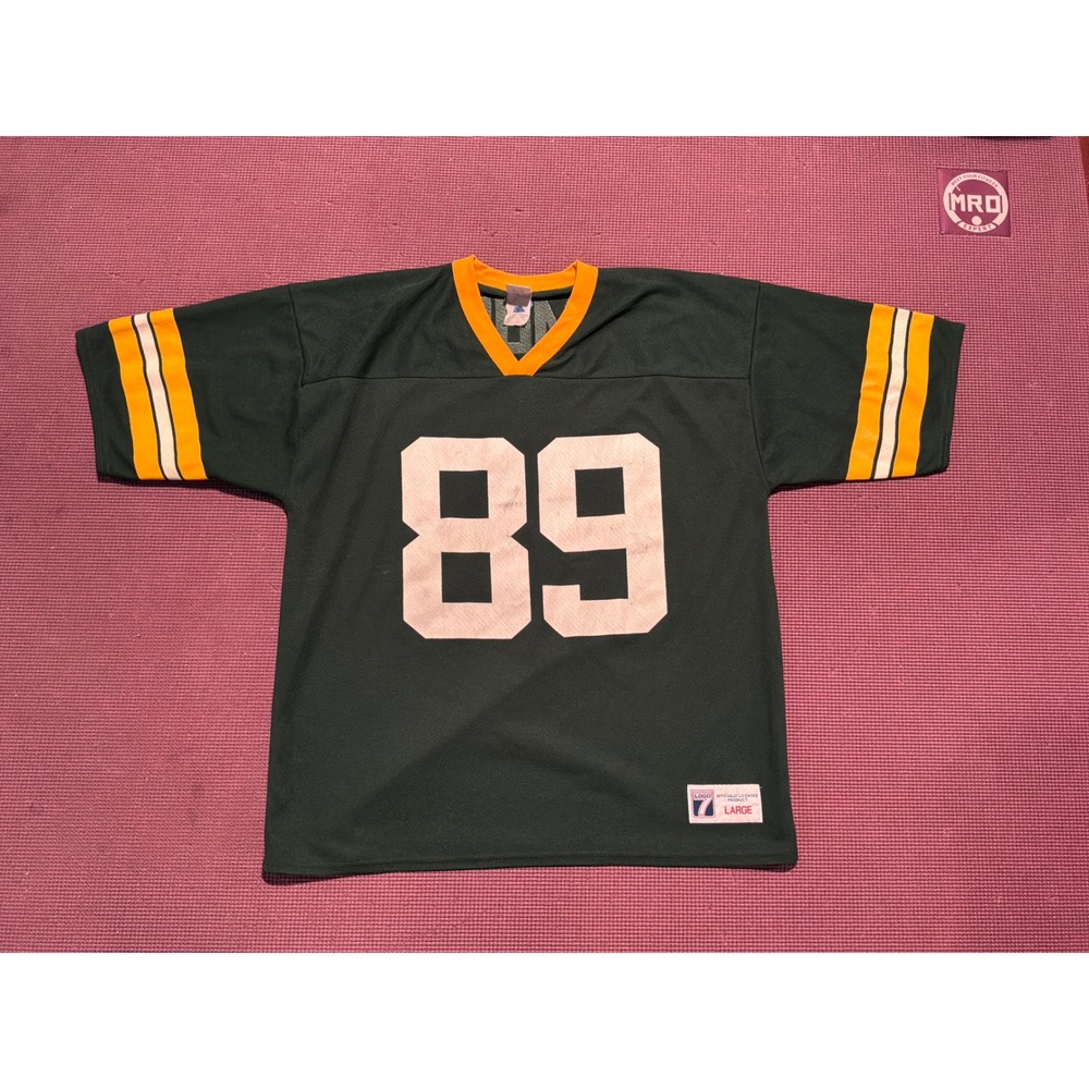 Vintage Logo 7 Mark Chmura Green Bay Packers Jersey 89 Mens Large Green Yellow